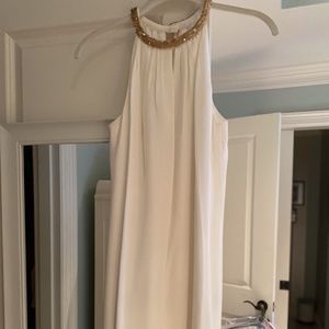 White silk mini cut away shoulder Dress